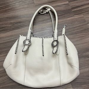 Brighton Cream Pebble Leather Whipstitch Bag shoulder bag